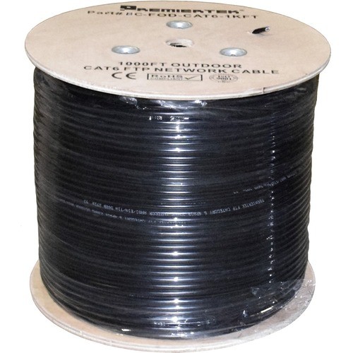 1000 ft Category 6 Network Cable for Network Device Black Premiertek.net Premiertek CAT6 Outdoor UTP 1000FT Copper 1 Pack 125 MB/s Bare Wire Patch Panel BC-OD-CAT6-1KFT Bare Wire 