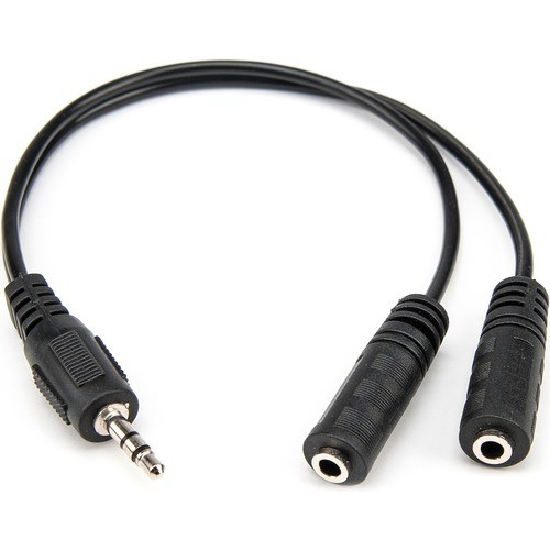 Rocstor Y10A217-B1 Cables Rocstor Premium Slim Stereo Splitter Cable - 3.5mm Male To 2x 3.5mm Female - 1 X Mini-phone Male Ste Y10a217b1 810606031465