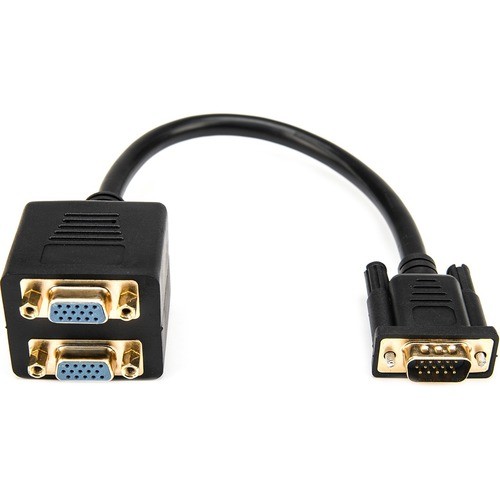 Rocstor Y10A209-B1 Cables Rocstor Premium 1 Ft Vga To 2x Vga Video Splitter Cable M/f - Db-15 Male - Db-15 Female - Black - 1  Y10a209b1 810606031397