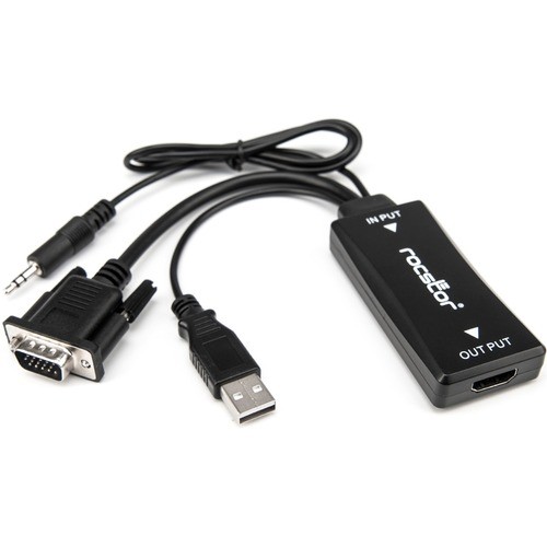 Rocstor Y10A218-B1 Cables Rocstor Premium Vga To Hdmi Adapter With Usb Audio 3.5mm And Power - Portable Vga To Hdmi Converter -  Y10a218b1 818244308864