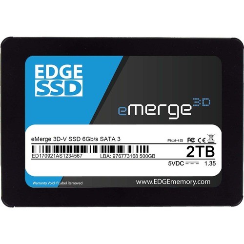 Edge Memory PE257439 Hard Drives Edge Emerge 3d-v 2 Tb Solid State Drive - 2.5" Internal - Sata (sata/600) - Taa Compliant - 565 Mb/s 652977257439