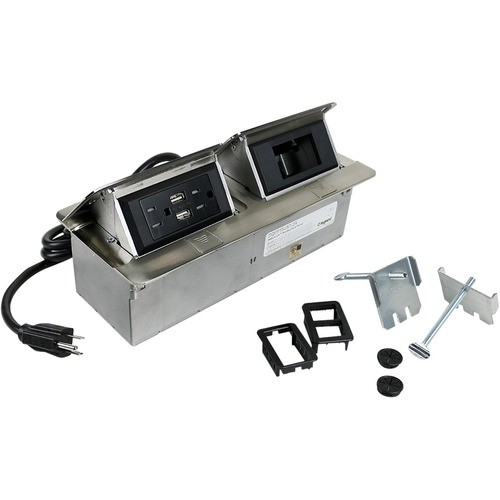 Middle Atlantic DQFP15UST-2A Power/Data Outlets Wiremold Cord Ended Dequorum Dual Flip-up Unit With Usb - 15 A Rectangular Tabletop - Taa Compliant  Dqfp15ust2a 786776184570