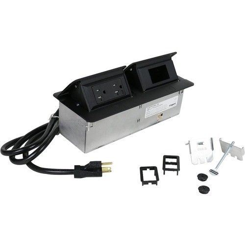Middle Atlantic DQFP20BK-2A Power/Data Outlets Wiremold Cord Ended Dequorum Dual Flip-up Unit - 20 A Rectangular Tabletop - Taa Compliant (dqfp20bk Dqfp20bk2a 786776184969
