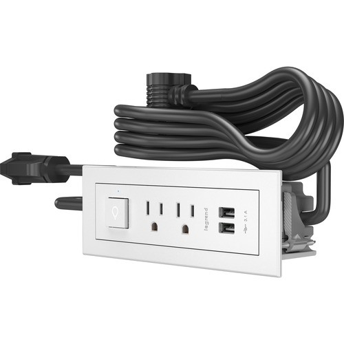 Middle Atlantic RDSZWH Power/Data Outlets Legrand Furniture Power 2-outlet With Switching And Usb-a Unit- White - 125 V Ac / 15 A Rectangular  786776189087
