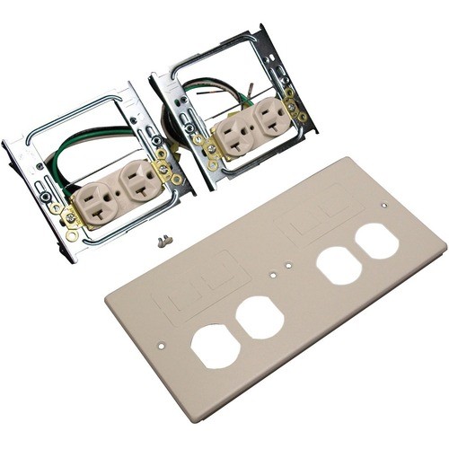 Middle Atlantic G4047-2WWFF Faceplates & Mounting Boxes Wiremold 4047 Four-gang Cover With Two Duplex And Two Modular Furniture Openings - 4-gang - Gray - S G40472wwff 786776049176