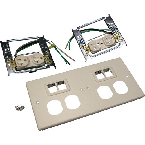 Middle Atlantic G4047-2WWTT Faceplates & Mounting Boxes Wiremold 4047 Four-gang Cover With Two Tracjack Mini Adapters - 4-gang - Gray - Steel (g4047-2wwtt) G40472wwtt 786776049220