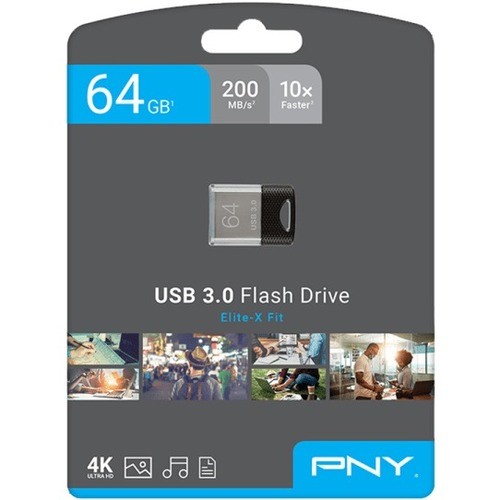 Pny Technologies P-FDI64GEXFIT-GE Flash Drives Pny Elite-x Fit Usb 3.0 Flash Drive, 64gb, Gray, P-fdi64gexfit-ge - 64 Gb - Usb 3.0 - 200 Mb/s Read  Pfdi64gexfitge 751492598895