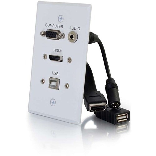C2g CG39706 Faceplates & Mounting Boxes Single Gang Wp Hdmi Vga 3.5mm  Adap - Usb-white (cg39706) 0757120397069