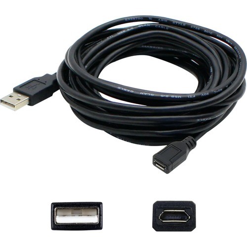 Addon USB2MICROUSB10 Cables Addon 10ft Usb 2.0 (a) Male To Micro-usb 2.0 (b) Black Cable - 10 Ft Micro-usb/usb Data Transfer Cab 821456244028