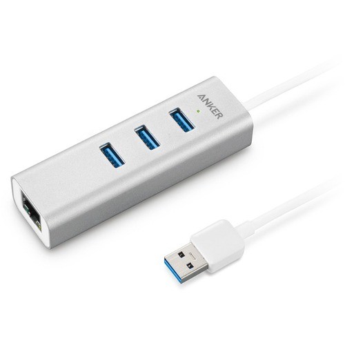 Anker A7514041 USB/Firewire Adapters Anker 3-port Usb 3.0 Aluminum Hub With 10/100/1000 Gigabit Ethernet Converter Usb-a Hub A7514 - Anke 848061074628