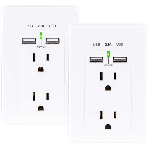 CyberPower MP18HO007 Power Plugs (Notebook) Cyberpower Mp18ho007 Multipack - (2) Wall Taps W/ Usb, White, 1 Year Limited Warranty 649532932016