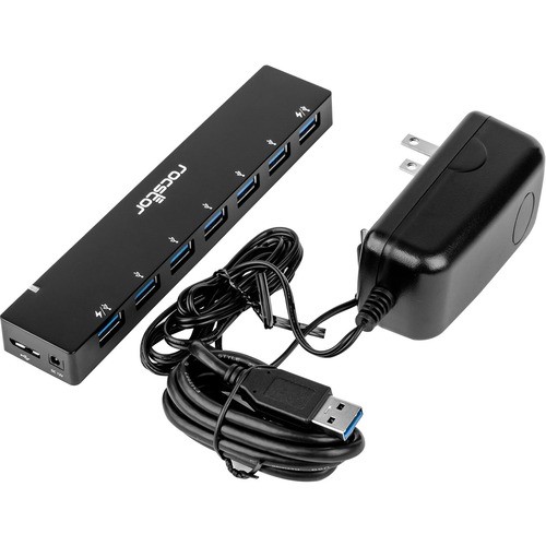 Rocstor Y10P003-B1 USB/Firewire Adapters 7-port Usb 3.0 Hub With Two Fast-charge Ports - 2 X 2.4a Ports - Total 7 Usb Typ (y10p003-b1) Y10p003b1 810606034350