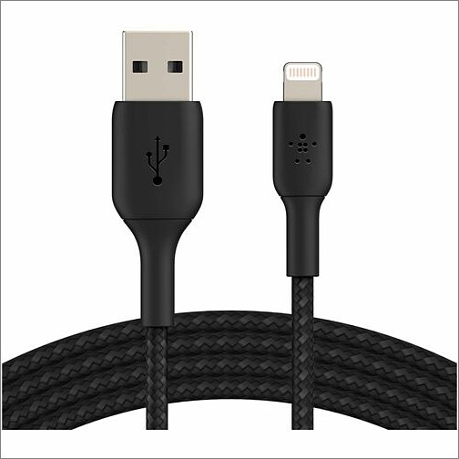 Belkin CAA002BT2MBK Cables Belkin Braided Lightning To Usb-a Cable (2m / 6.6ft, Black) - 6.60 Ft Lightning/usb Data Transfer Ca 745883788743
