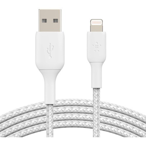 Belkin CAA002BT2MWH Cables Belkin Braided Lightning To Usb-a Cable (2m / 6.6ft, White) - 6.60 Ft Lightning/usb Data Transfer Ca 745883788750