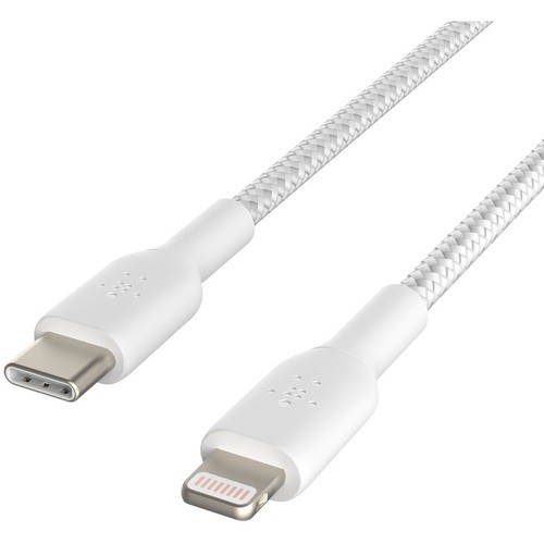 Belkin CAA004BT1MWH Cables Belkin Boostcharge Braided Usb-c To Lightning Cable (1 Meter / 3.3 Foot, White) - 3.28 Ft Lightning/ 745883788439