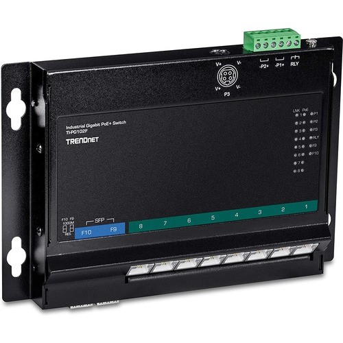 Trendnet TI-PG102F Switches & Bridges Trendnet 10-port Industrial Gigabit Poe+ Wall-mounted Front Access Switch; Ti-pg102f; 8x Gigabit Poe Tipg102f 710931161786