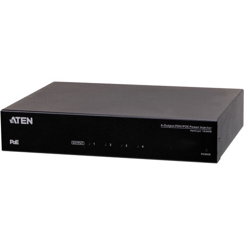 Aten VE44PB Signal Splitters/Amplifiers Aten 4-output Poh/poe Power Injector - Network (rj-45) - Metal (ve44pb) 672792011610