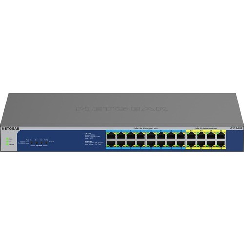 Netgear GS524UP-100NAS Switches & Bridges Netgear Gs524up Ethernet Switch - 24 Ports - 2 Layer Supported - 578.80 W Power Consumption - 480 W  Gs524up100nas 606449149760