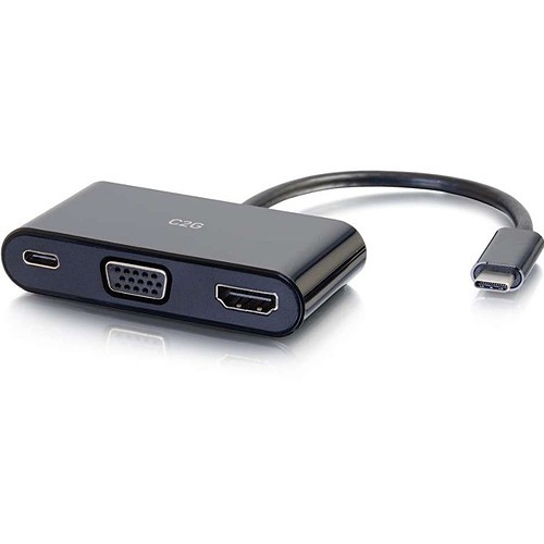 C2g 26884 Connector Adapters C2g Usb C To Hdmi And Vga Adapter Converter With Power Delivery - Black - 1 X Type C Usb Male - 1 X  757120268840