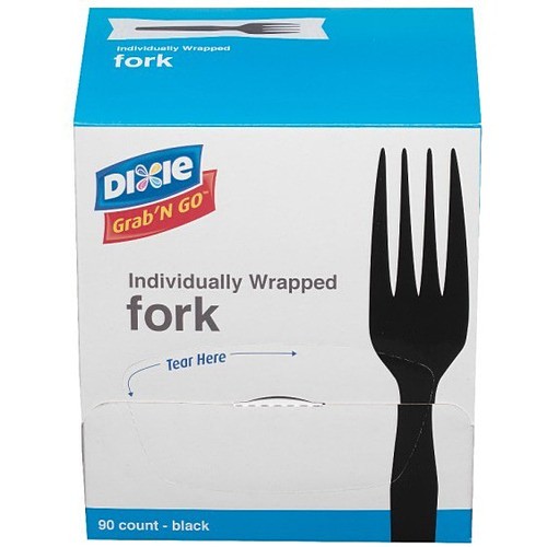 Dixie Food Service FM5W540 Cutlery Grab'n Go Forks, Black, 90 Per Box, Pack Of 6 Boxes DXEFM5W540 818236917265