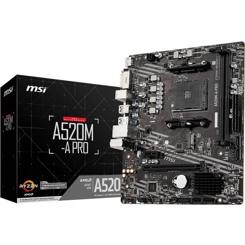 Msi A520MAPRO Motherboards Msi A520m-a Pro Desktop Motherboard - Amd A520 Chipset - Socket Am4 - Micro Atx - 64 Gb Ddr4 Sdram M 824142224007