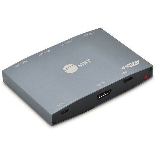 Siig CE-H26K11-S1 Signal Splitters/Amplifiers Siig 1x4 Hdmi 2.0 4k Hdr Splitter With Edid - Compliant With Hdmi 4k60hz 4:4:4 8-bit / 4k60hz 4:2:0  Ceh26k11s1 662774044248