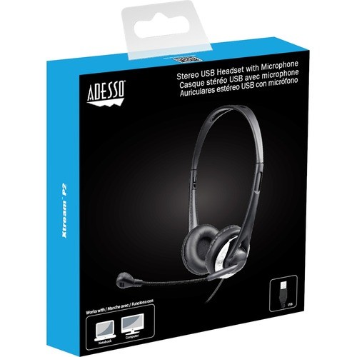Adesso XTREAMP2 Headsets/Earsets Adesso Usb Stereo Headset With Adjustable Microphone- Noise Cancelling- Mono - Usb - Wired - Over-th 783750010979