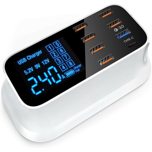 4xem 4XSMARTPWR8QC3 Power Adapters 4xem 40w 8-port Usb Desktop Charger Quick Charge (qc) - 120 V Ac, 230 V Ac Input - 5 V Dc/3 A, 9 V D 841567000085