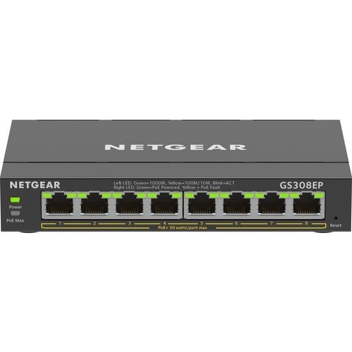 Netgear GS308EP-100NAS Switches & Bridges Netgear 8-port Gigabit Ethernet Poe+ Smart Managed Plus Switch - 8 Ports - Manageable - 2 Layer Supp Gs308ep100nas 606449153026