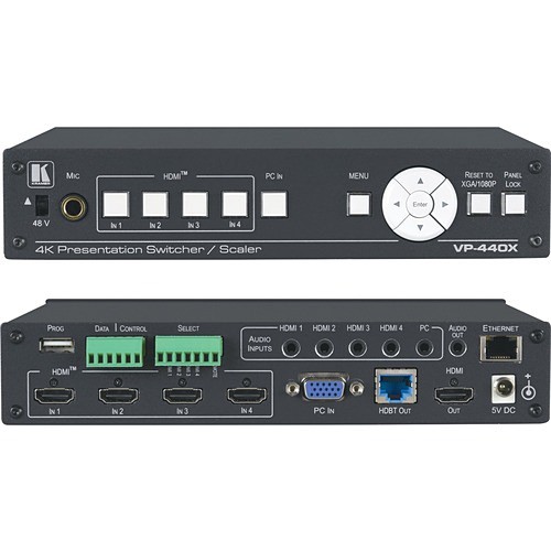 Kramer Electronics VP-440X VGA Switchboxes Kramer Vp-440x Audio/video Switchbox - 4k - Twisted Pair - 4 X 1 - Display - 1 X Hdmi Out Vp440x 