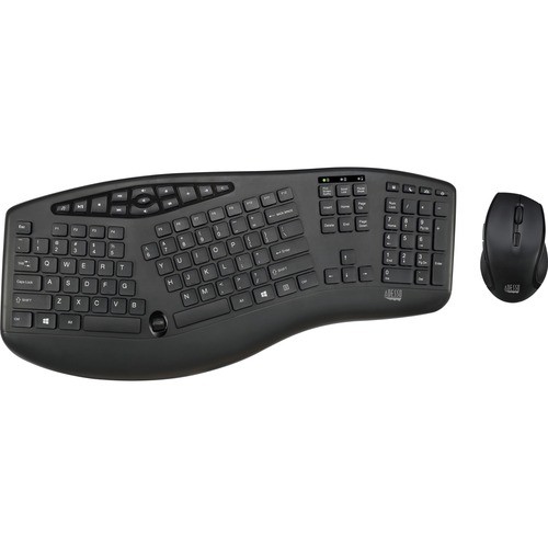 Adesso WKB-1600CB Keyboard & Mouse Combos Adesso Truform Wireless Ergonomic Keyboard And Optical Mouse - Usb Membrane Wireless Rf 2.40 Ghz Key Wkb1600cb 078375008693
