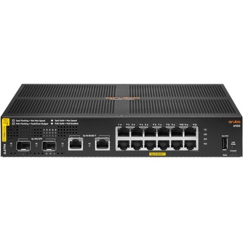Aruba Networks JL679A#B2B Switches & Bridges Hpe 6100 Ethernet Switch - 12 Ports - Manageable - 2 Layer Supported - Modular - 21.90 W Power Consu Jl679ab2b 190017349121