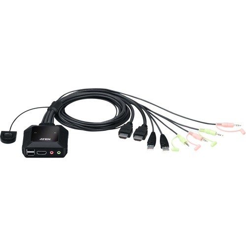 Aten CS22H KVM Switchboxes Aten 2-port Usb 4k Dci Hdmi Cable Kvm Switch With Remote Port Selector - 2 Computer(s) - 4096 X 2160 672792012273