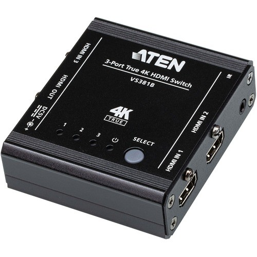Aten VS381B VGA Switchboxes Aten 3-port True 4k Hdmi Switch - 4096 X 2160 - 4k - 3 X 1 - Display - 1 X Hdmi Out (vs381b) 672792012198