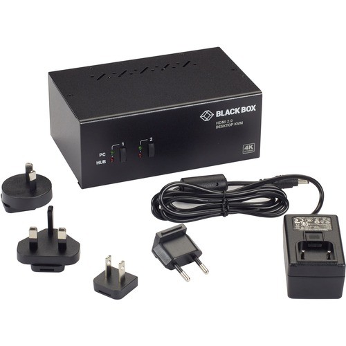 Black Box KV6222H KVM Switchboxes Kvm Switch - 2-port, Dual-monitor, Hdmi 2.0, 4k 60hz, Usb 3.0 Hub, Audio 822088150008