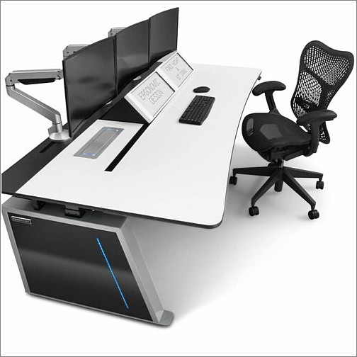 Middle Atlantic LH-XTCLS Tables & Desks Middle Atlantic Lundhalsey X-type Broadcast Console, Large - White Top - Industrial Style - 83" Tabl Lhxtcls 