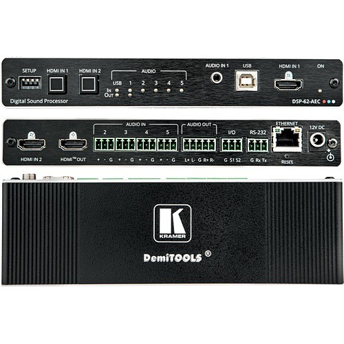 Kramer Electronics DSP-62-AEC VGA Switchboxes Kramer Dsp-62-aec 6x2 Poe Audio Matrix With Dsp And Aec - 4k - Twisted Pair - 6 X 2 - Display, Compu Dsp62aec 