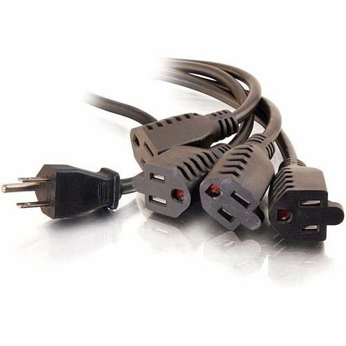 C2g CG29803 Power Cords C2g 18in 16 Awg 1-to-4 Power Cord Splitter (1 Nema 5-15p To 4 Nema 5-15r) - For Monitor, Transformer 