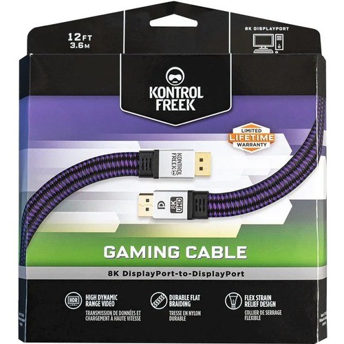 Kontrolfreek 12' DisplayPort Gaming Cable - 12 ft DisplayPort A/V Cable for  Audio/Video Device - First End: 1x DisplayPort 1.4 Digital Audio/Video -  Male - Second End: 1x DisplayPort 1.4 Digital Audio/Video 