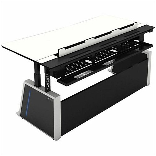 Middle Atlantic LH-VLCLHS Tables & Desks Middle Atlantic Visionline Air 24/7 Height Adjustable Console, Large, 83 Inches Wide - White Rectang Lhvlclhs 