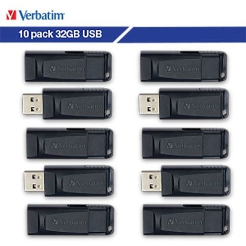 Verbatim 70893 Flash Drives 32gb Store 'n' Goandreg; Usb Flash Drive - 10pk Business Bulk - Black - 32gb - 10pk Business Bulk - Bl 023942708933
