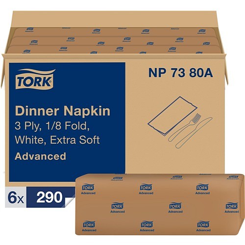 Tork NP7380A Tissues & Napkins Extra Soft White Dinner Napkin TRKNP7380A 073286618443