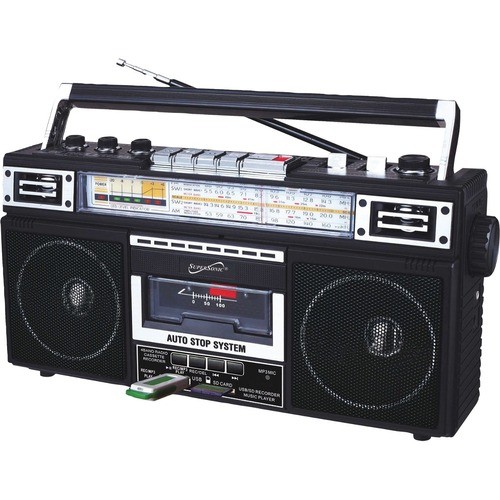Supersonic SC-3201BT-BK Boomboxes Supersonic 4 Band Radio And Cassette Player + Cassette To Mp3 Converter And Bluetooth - 4 W Integrated - Sc3201btbk 639131232013