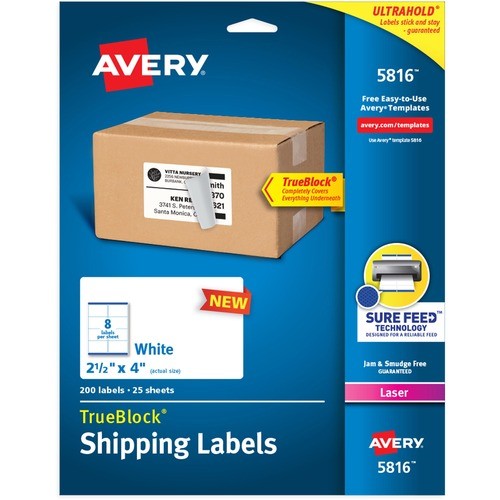 Avery Dennison 5816 Labels Trueblock Shipping Labels AVE5816 