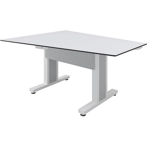Middle Atlantic TBL-ANG-3P-SH-WW Tables & Desks Middle Atlantic Forum Table Desk - Designer White Rectangle Top - Powder Coated, White Base - 59" Ta Tblang3pshww 656747394782