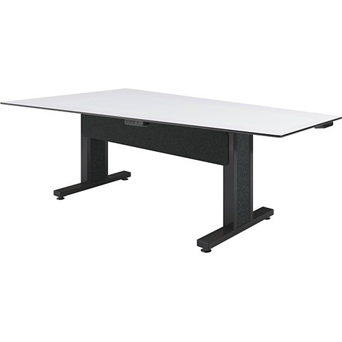 Middle Atlantic TBL-ANG-5P-SH-WB Tables & Desks Middle Atlantic Forum Table Desk - Designer White Rectangle Top - Powder Coated, Black Base - 90" Ta Tblang5pshwb 656747394881