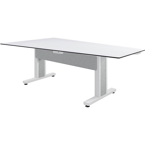 Middle Atlantic TBL-ANG-5P-SH-WW Tables & Desks Middle Atlantic Forum Table Desk - Designer White Rectangle Top - Powder Coated, White Base - 90" Ta Tblang5pshww 656747394829