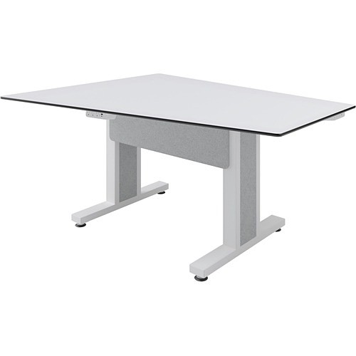 Middle Atlantic TBL-ARC-3P-SH-WW Tables & Desks Middle Atlantic Forum Table Desk - Designer White Rectangle Top - Powder Coated, White Base - 87.34" Tblarc3pshww 656747394744