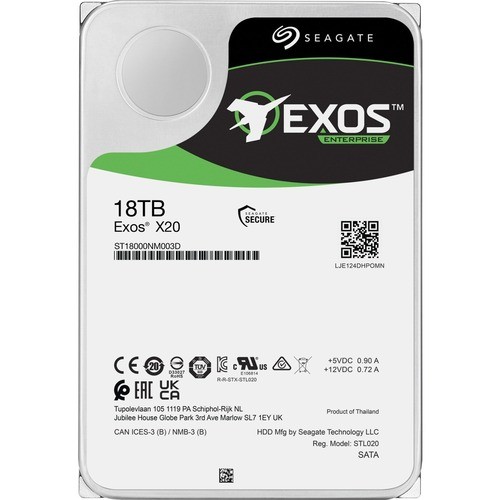 Seagate ST18000NM003D Hard Drives Seagate Exos X20 18 Tb Hard Drive - Internal - Sata (sata/600) - Conventional Magnetic Recording (cm 763649153178