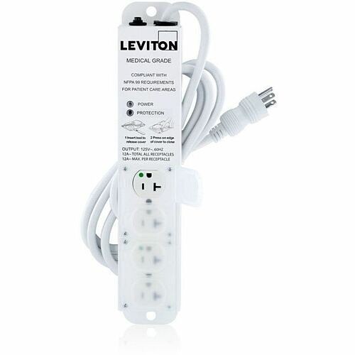 Leviton 5304M-2S7 Power Strips Leviton Medical Grade Power Strip - Nema 5-20p - 4 X Nema 5-20r - 7 Ft Cord - 644 J Surge Energy - 2 5304m2s7 078477611906